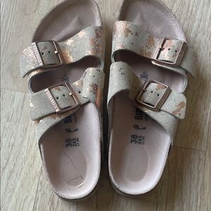 Birkenstock beige and rose sandals